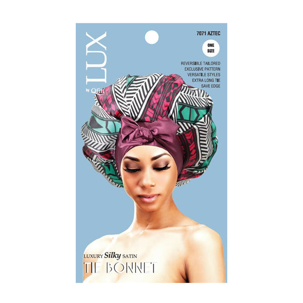 LUX BY QFITT SILKY SATIN TIE BONNET #7071