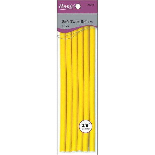 ANNIE SOFT TWIST ROLLERS  3/8" 6CT YELLOW #1212 image 0