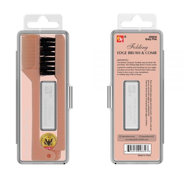 BT FOLDING TRAVEL EDGE BRUSH BABY PINK image 0