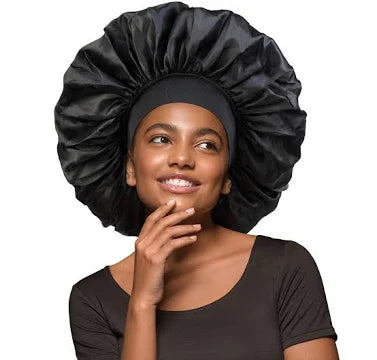 DONNA WIDE EDGE SATIN BONNET SUPER JUMBO BLACK #23202