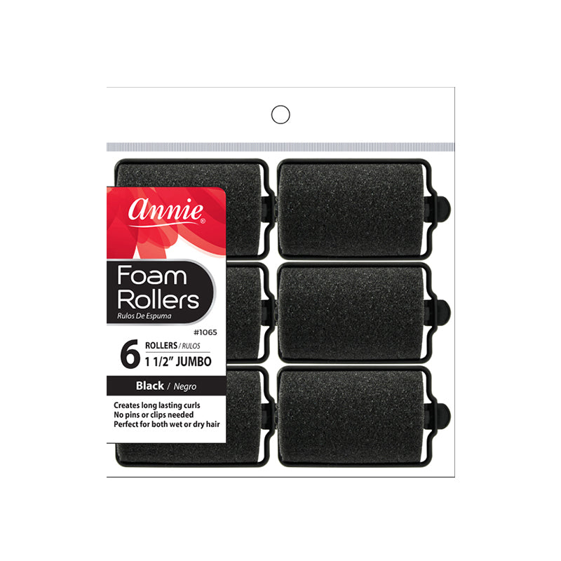 ANNIE FOAM ROLLERS 1 1/2" JUMBO BLACK (6 CT.) #1065 image 0