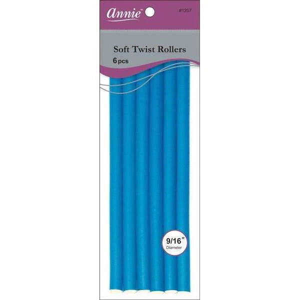 ANNIE SOFT TWIST ROLLERS  9/16" 6CT BLUE #1207 image 0