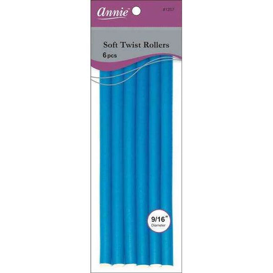 ANNIE SOFT TWIST ROLLERS  9/16" 6CT BLUE #1207 image 0