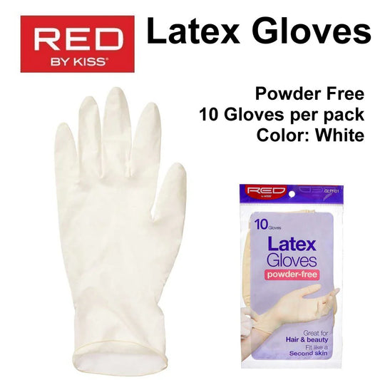 RED BY KISS 10PK POWDER FREE LATEX GLOVES SIZE LARGE image 0