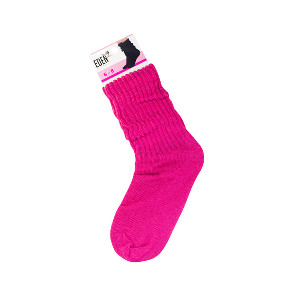 EDEN SLOUCH SOCKS HOT PINK 6-8