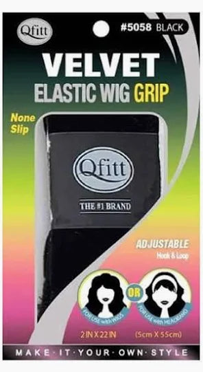 QFITT VELVET LACE PARTING WIG GRIP ELASTIC BLACK #5082