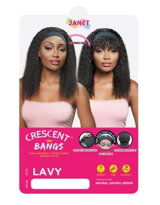 JANET CRESCENT BANGS WET AND WAVY HEADBAND WIG 100% HUMAN NATURAL image 0