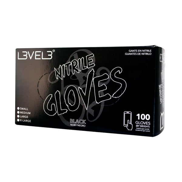 LEVEL 3 NITRILE GLOVES BLACK 100CT LARGE