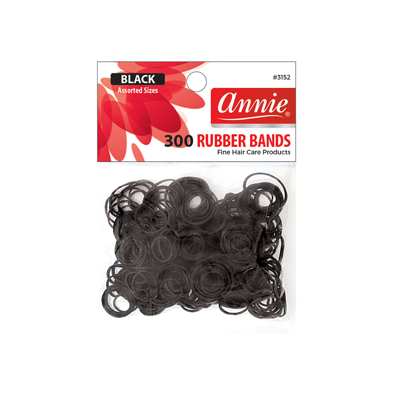 ANNIE 300 BLACK RUBBER BANDS ASSORTED SIZES #3152 image 0