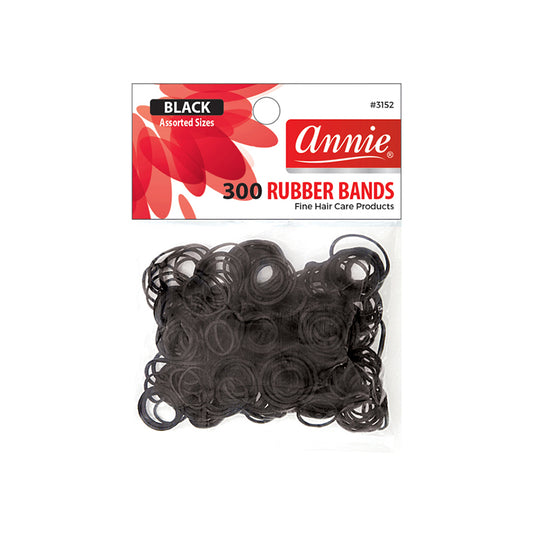 ANNIE 300 BLACK RUBBER BANDS ASSORTED SIZES #3152 image 0