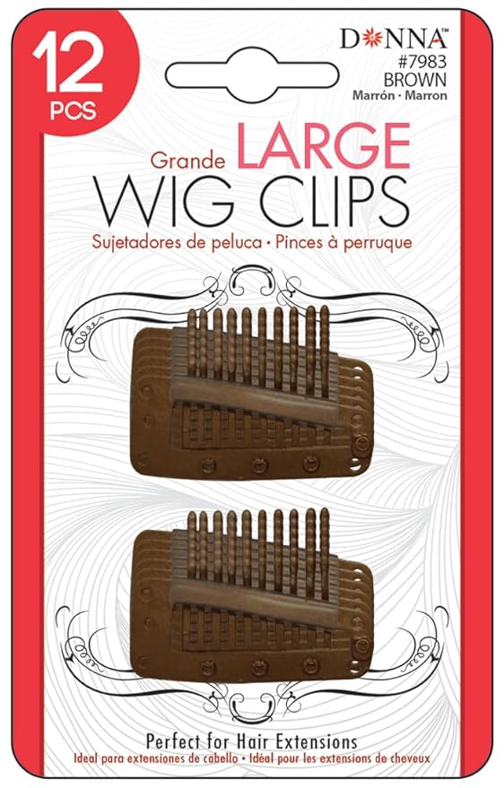 DONNA WIG CLIPS LARGE BROWN image 0