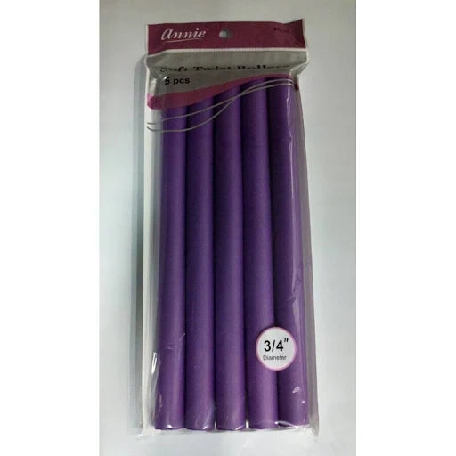 ANNIE SOFT TWIST ROLLERS 3/4" 5 CT PURPLE image 0