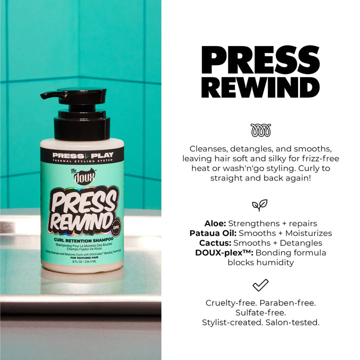 THE DOUX PRESS REWIND CURL RETENTION SHAMPOO 8oz image 2