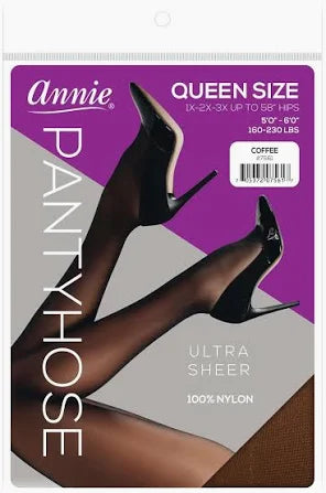 ANNIE PANTYHOSE SHEER QUEEN SIZE 1X-2X-3X OFF BLACK image 0