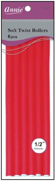 ANNIE SOFT TWIST ROLLERS  1/2" 6CT RED #1206 image 0