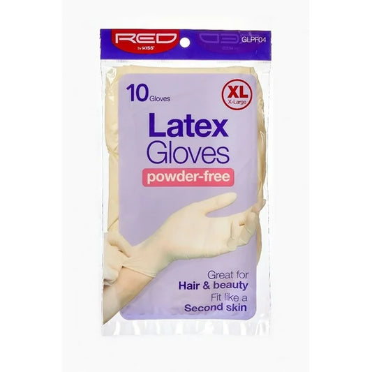 RED BY KISS 10PK POWDER FREE LATEX GLOVES SIZE X-LARGE image 0