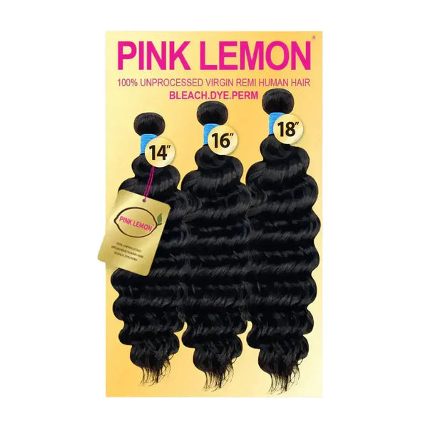 PINK LEMON 100% HUMAN HAIR DEEP WAVE 18/20/22